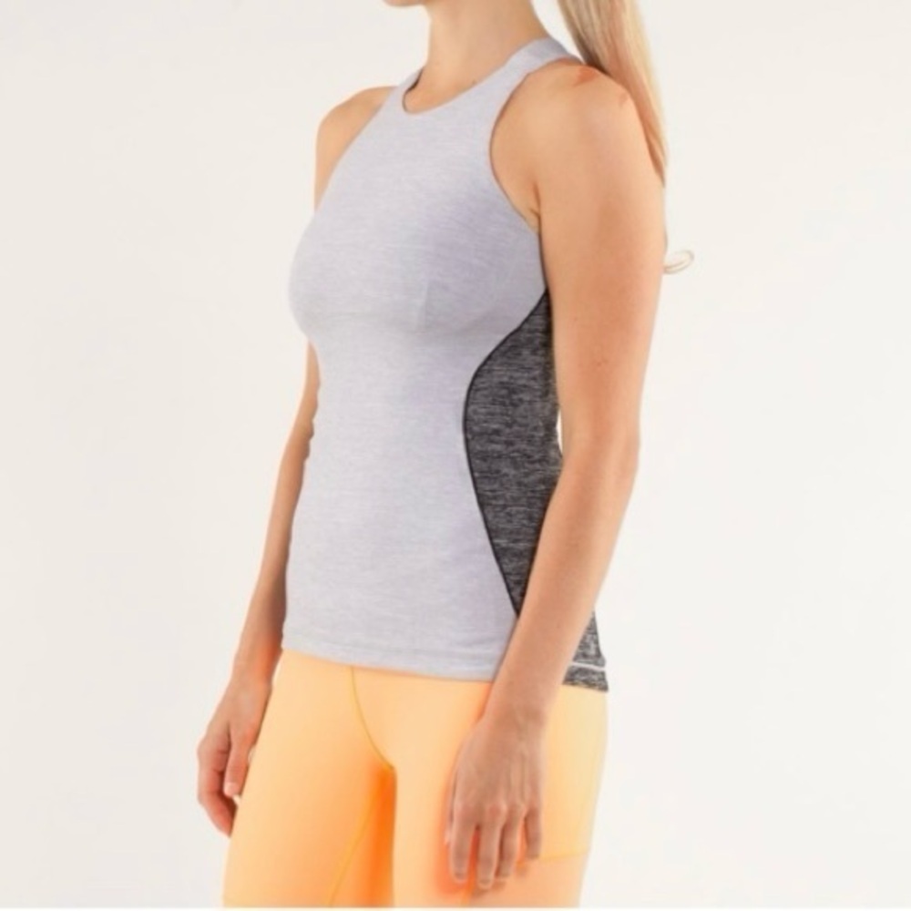 Lululemon Spin It To Win It Tank Heathered Silver Slate / Black 4